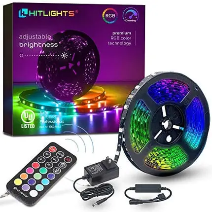 32.8ft Smart LED Strip Lights, HitLights Music Sync Color Changing LED Lights Strip for TV Room Tiktok Party Work with Alexa Google Home(Remote, Voice Activated and APP Control)