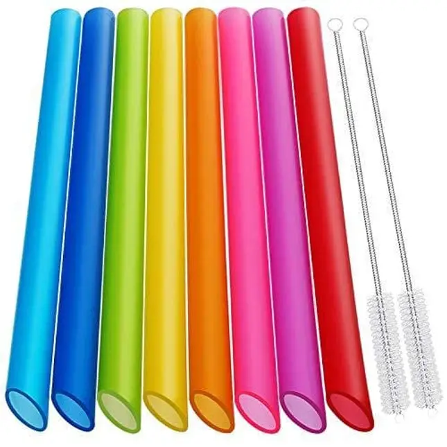 12 Inch Colorful Stainless Steel Straws, 8pcs Ultra Long Reusable Rainbow  Metal