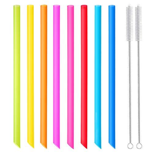 [Angled Tips] 8 Pcs Reusable Boba Straws & Smoothie Straws - Multi Colors  Jumbo Wide Reusable Straws, BPA FREE Food-Grade Plastic Straws for Bubble