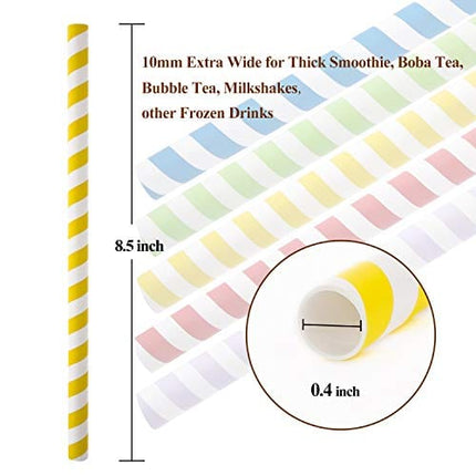100 Pack, Extra Wide Paper Smoothie, Boba Straws - 10 mm Wide Biodegradable Straws for Bubble Tea (Tapioca, Boba Pearls), Milkshakes, Jumbo Drinks - Shower, Wedding Party Supplies Decorations