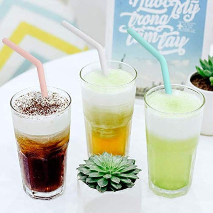 Hiware Silicone Straws with Case - Reusable Long Drinking Straws for 30 oz and 20 oz Tumblers, 2 Cleaning Brushes Included