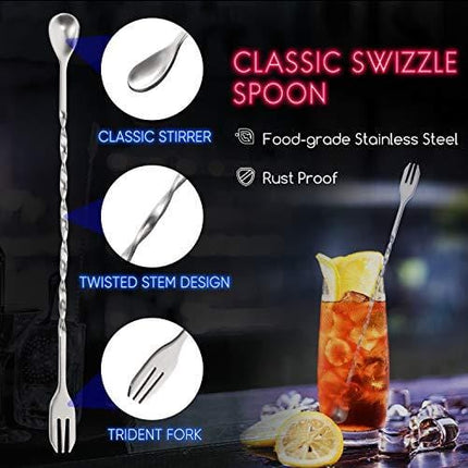 Hiware 10 Inch Stainless Steel Cocktail Muddler and Mixing Spoon Home Bar Tool Set - Create Delicious Mojitos and Other Fruit Based Drinks