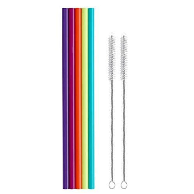 14 PCS Silicone Straws, Big Reusable Extra Long Flexible Bent Silicone  Drinking Straws Set Regular Size 4 Stainless Steel Straws 3 Straw Cleaning  Brushes with 1 Pouch for Tumblers Toddlers Kids 