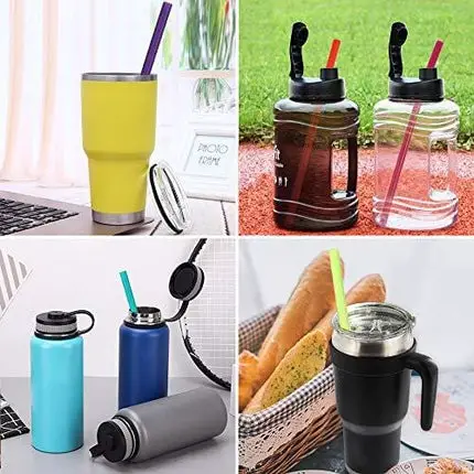 Hiware 12 Inch Extra Long Silicone Straws for Big Tumblers - 40 oz Hydro Flask/Half Gallon Water Bottle Jug/30 oz YETI/RICT/OZARK TRAIL - Flexible Straws for Extra Tall Cups and Giant Mugs - 7 Pieces