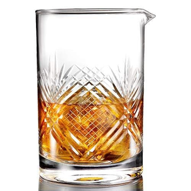 Hiware Professional Cocktail Mixing Glass - Thick Bottom Seamless Crystal Mixing Glass 24oz (700ml), Home Bar Kit