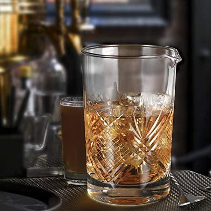 Hiware Professional Cocktail Mixing Glass - Thick Bottom Seamless Crystal Mixing Glass 24oz (700ml), Home Bar Kit