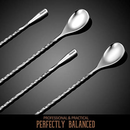 Hiware 12-Inch Bar Spoon, Set of 2, Stainless Steel Mixing Spoons, Spiral Pattern Bar Cocktail Shaker Spoon