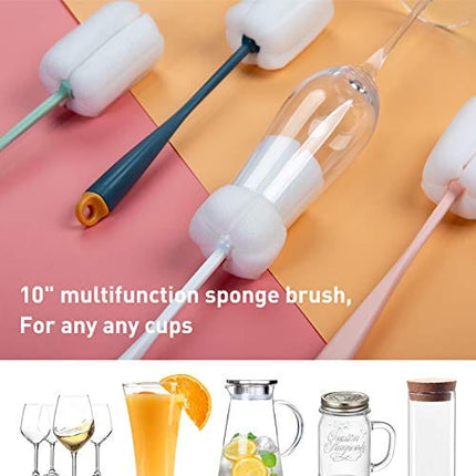 Holikme 5 Pack Bottle Brush Cleaning Set，Long Handle Bottle Cleaner for Washing Narrow Neck Beer Bottles, Narrow Cup，Pipes, Hydro Flask Tumbler, Sinks, Cup Cover，White