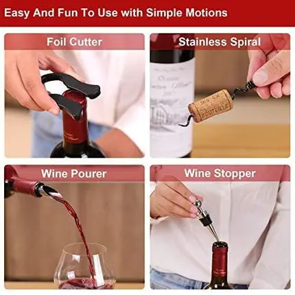 Rabbit Wine Bottle Opener Corkscrew Set-[2020 Upgraded] Holleringlan Wine Opener Kit With Foil Cutter,Wine Stopper And Extra Spiral