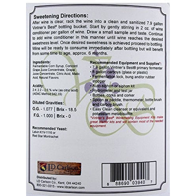 Vintner's Best Fruit Wine Base-Concord Grape,128 oz