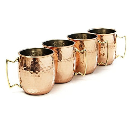 Moscow Mule Hammered Copper 20 Ounce Drinking Mug, Set of 4