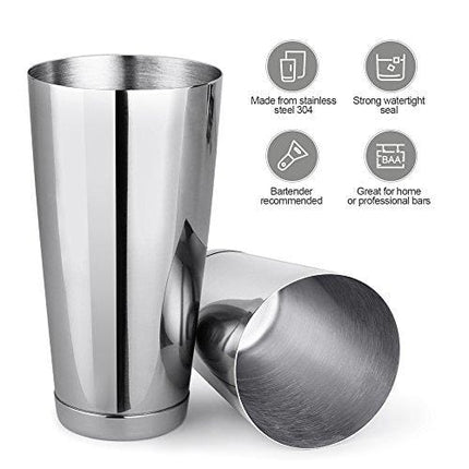 Boston Cocktail Shaker Set: 2-Piece Bartender kit: 18oz&28oz Weighted Martini Shaker Tins made from Stainless Steel 304