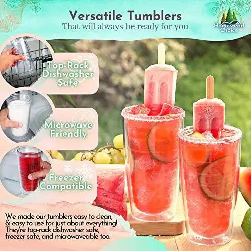 4-pack Insulated Tumblers 16 Ounce - Drinking Glasses Made in USA - Cl –  Advanced Mixology