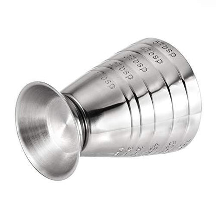 Homestia Measuring Cup Cocktail Jigger Stainless Steel Graduated Cup for Liquid or Dry Mini Espresso Shot Glass Up to 2.5oz, 5Tbsp, 75ml, Silver