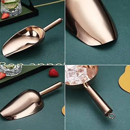 Copper Ice Scoop, Fashion Ice Cream Scoop, Premium Stainless Steel Cookie Scoop, Dog Food Scoop, Sturdy Flour Scoop, Utility Candy Scoop, Dishwasher Safe (8oz/9 Inch)