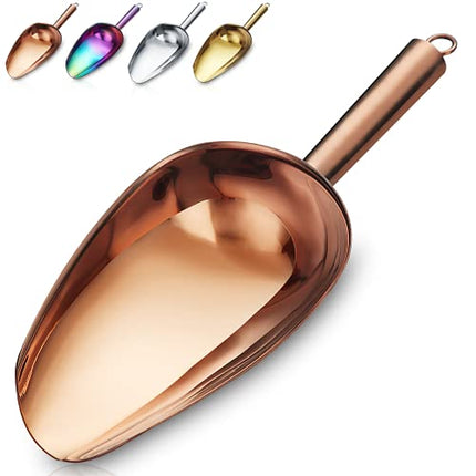 Copper Ice Scoop, Fashion Ice Cream Scoop, Premium Stainless Steel Cookie Scoop, Dog Food Scoop, Sturdy Flour Scoop, Utility Candy Scoop, Dishwasher Safe (8oz/9 Inch)