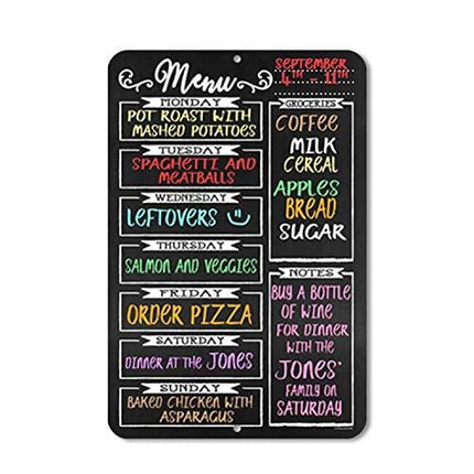 Honey Dew Gifts Chalkboard Style Menu Board 12 inch by 18 inch Tin Sign Durable and Easy Hanging on Wall