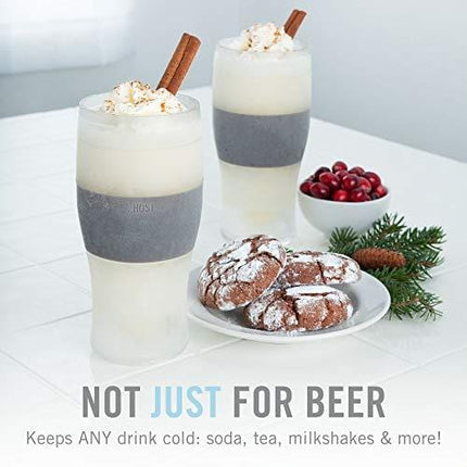 Host Freeze Beer Freezer Gel Chiller Double Wall Plastic Frozen Pint Glass, Set of 2, 16 oz, Grey 2-Pack