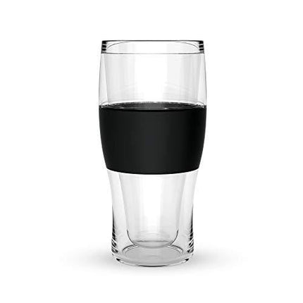Host Freeze Beer Glasses, Freezer Gel Chiller Double Wall Plastic Frozen Pint Glass, Set of 2, 16 oz, Black