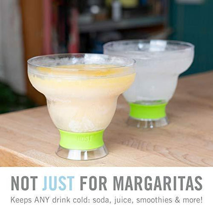 Host Freeze Stemless Margarita, Plastic Glass Insulated Gel Chiller, Double Wall Frozen Cocktail, Set of 2 Cups, 12 oz, Grey