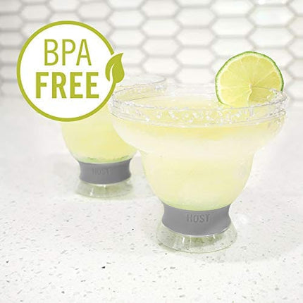 Host Freeze Stemless Margarita Glass Insulated Gel Chiller, Plastic Double Wall Frozen Cocktail Glasses, Set of 2 Cups, 12 oz, Green