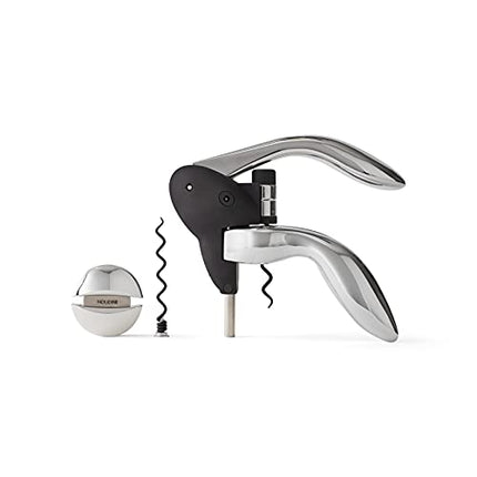 Houdini Corkscrew Wine Opener, Includes Foil Cutter and Extra Spiral, Black