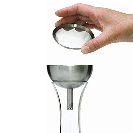 Houdini Wine Decanter with Wine Shower Funnel and Sediment Strainer, Off-White, 10-Inch - ,Glass/Stainless