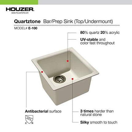HOUZER E-100 MIDNITE Quartztone Sink, Black