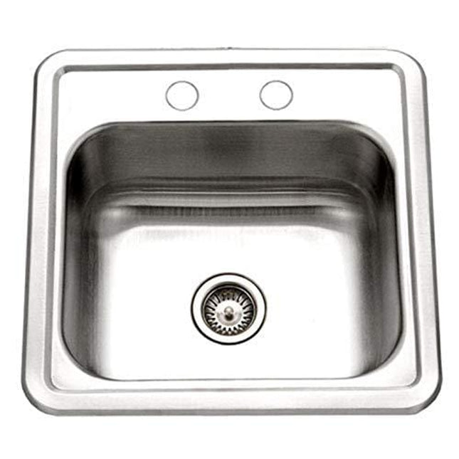 Houzer 1515-6BS-1 Hospitality Series Topmount Stainless Steel 2-Holes Bar/Prep Sink