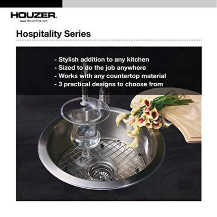 Houzer 1515-6BS-1 Hospitality Series Topmount Stainless Steel 2-Holes Bar/Prep Sink