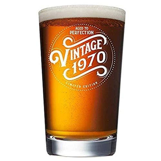 1970 50th Birthday Gifts for Men and Women Beer Glass - 16 oz Funny Vintage 50 Year Old Pint Glasses for Party Decorations - Anniversary Gift Ideas for Dad, Mom, Husband, Wife - Best Craft Beers Mug