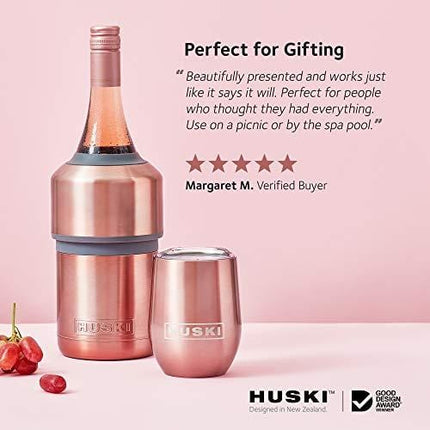 Huski Wine Cooler | Premium Iceless Wine Chiller | Keeps Wine Cold up to 6 Hours | Award Winning Design | New Wine Accessory | Fits Some Champagne Bottles | Perfect Gift for Wine Lovers (Stainless)