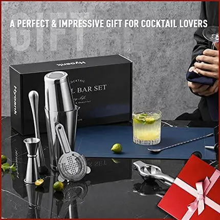 Hyoank Travel Bartender Kit Bag | Professional 25 Pieces Complete Cocktail Set with Stylish Portable travel kit Bag | Travel Bar Set for Home Cocktail Making, Work, Parties, Camping