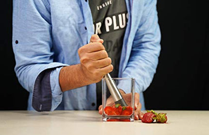 IAMZAY Muddler For Cocktails 8 inch Stainless Steel Professional Bar Pestle Fruit Crusher with Grooved Nylon Head For Making Mojito Mix And Other Drinks