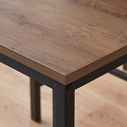 IBF Modern Bar Table Set, Wood and Metal Dining Table Set, Industrial Breakfast Pub Table, Counter Height Table with 2 Chairs Stools for Kitchen Living Room, Rustic Oak, 42 Inch