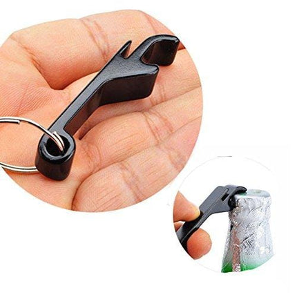 IDOXE 10pcs Aluminum Black Bottle Opener Keychain Beer Pocket Bulk for Men Women Helper for Wedding Kitchen Gift (Black 10pcs)
