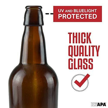 16 oz Amber Glass Beer Bottles for Home Brewing 12 Pack with Flip Caps