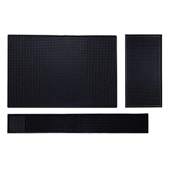 IMIYOKU Bar Mat Set of 3 Rubber Bar Service Spill Mat for Cocktail Bartender Coffee Bar or Countertop Mats Glass Drying Mat (BLACK, 18" x 12"+23" x 3"+12" x 6")