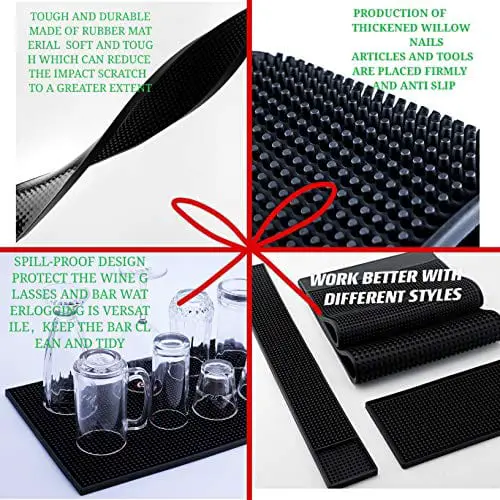 Black Spill Bar Mats  Drying, Durable and Stylish Spill Mats for Bars,  Restaurants, Coffee Shops, Bar Mats for Countertop and Table Top, Non-Slip  & Non-Toxic Mats,Style 1 