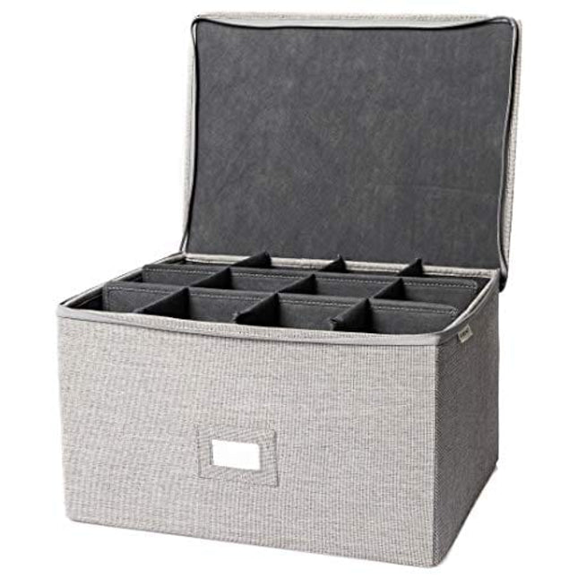 In This Space Twill 12-Section Hard-Shell(tm) for Stemware, Wine glass, Goblet and Odd-shape China Plates