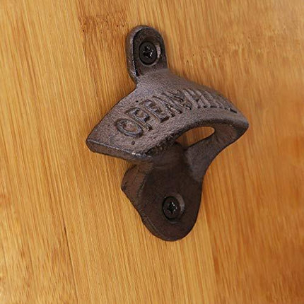 Wall Mounted Bottle Opener Rustic Farmhouse Cast Iron with Screws by iPihsius - Set of 3