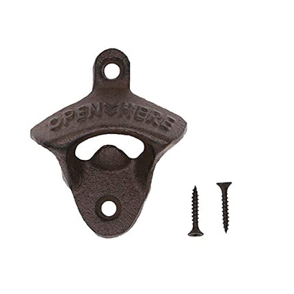 Wall Mounted Bottle Opener Rustic Farmhouse Cast Iron with Screws by iPihsius - Set of 3