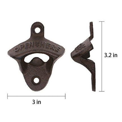 Wall Mounted Bottle Opener Rustic Farmhouse Cast Iron with Screws by iPihsius - 1 pack (Rust-1 pack)