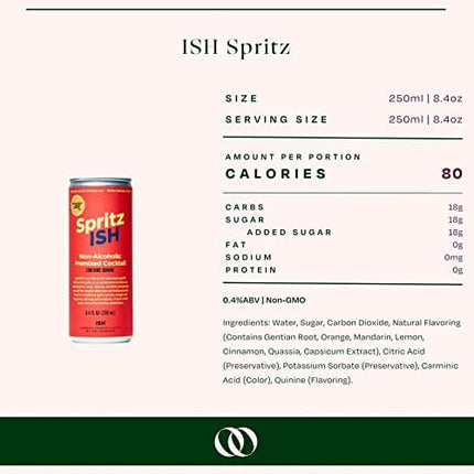 Spritz ISH, Non-Alcoholic Aperol Spritz, Aperitif, 250 ml, 8.4 fl oz, 4-Pack