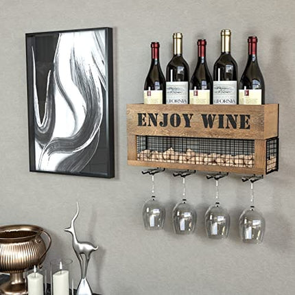 J JACKCUBE DESIGN Wine Rack Wall Mounted Wine Decor, 5 Wine Bottle Sto ...