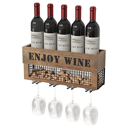 J JACKCUBE DESIGN Wine Rack Wall Mounted Wine Decor, 5 Wine Bottle Sto ...