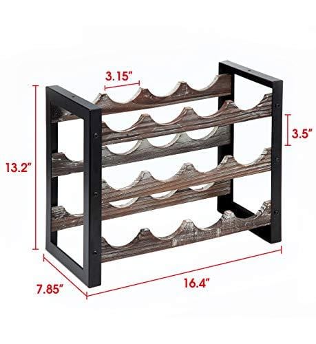 J JACKCUBE DESIGN Rustic Wine Rack Freestanding Floor 3 Tier Stackable ...