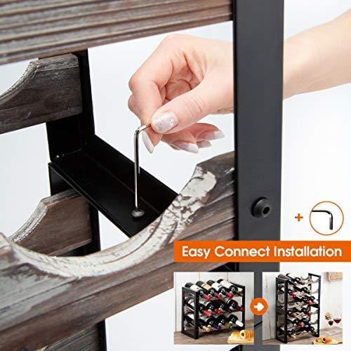 J JACKCUBE DESIGN Rustic Wine Rack Freestanding Floor 3 Tier Stackable ...