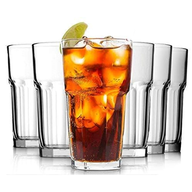 Drinking Glass Set of 6-12oz- Tumbler Highball Glasses Clear Iced Tea Glasses for Drinking Water, Cocktail, Juice, Milkshake, Coke, Soda