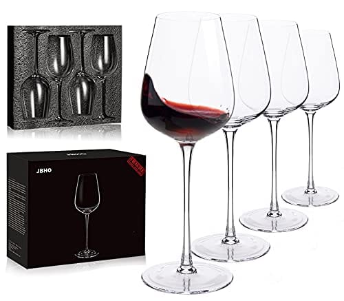 JBHO Hand Blown Italian Style Crystal Bordeaux Wine Glasses